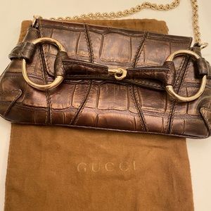 Authentic Gucci Horsebit Gold-Brown Clutch